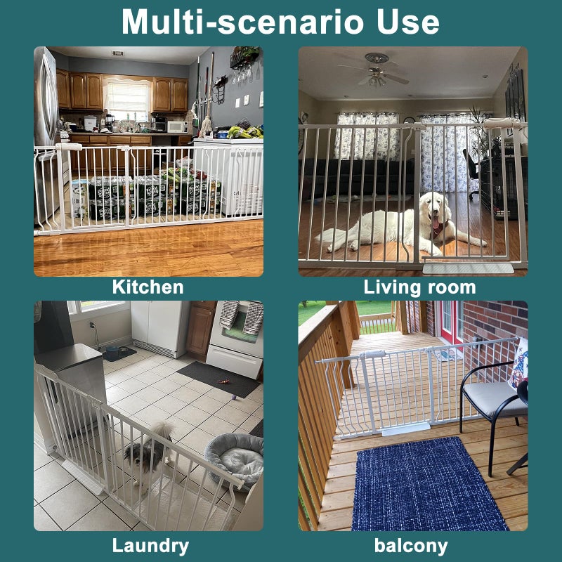 ALLAIBB Extra Wide Pressure Mounted Baby Gate Walk Through Child Kids Safety Toddler Tension White Long Large Pet Dog Gates with Extension for doorways Kitchen (76.38"-81.10"/194-206cm) - Image 5